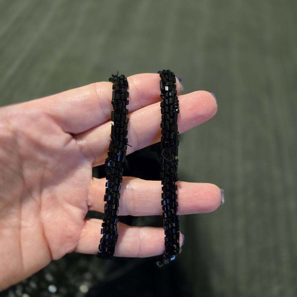 Chaudry Silk Beaded Formal Gown black Elegant Black TIe - Picture 15 of 16